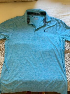 Under Armour Men's Blue Polo Performance Shirt Heat gear size M